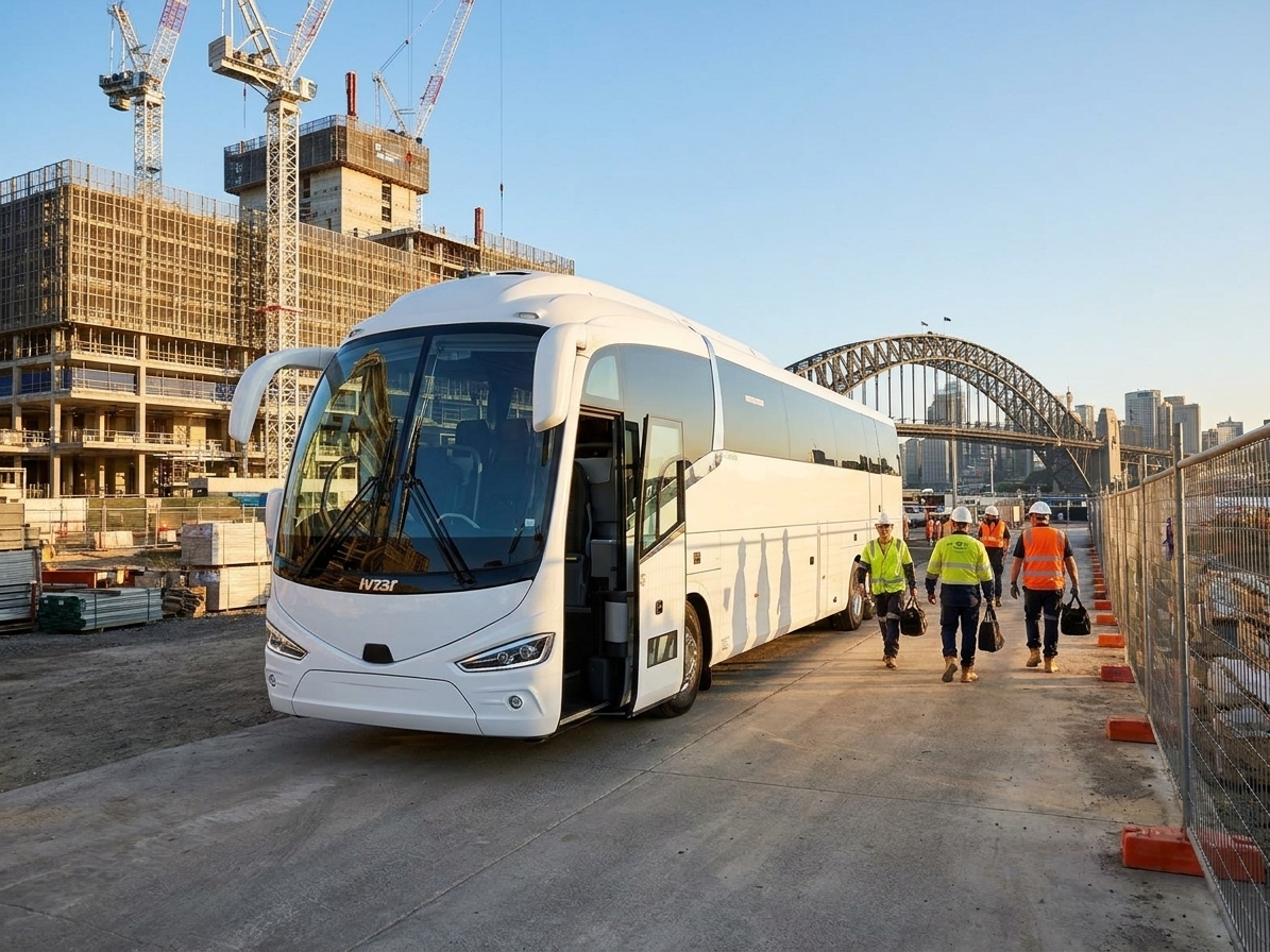 Construction Site Bus Hire Sydney 2026 | Crew Charter Guide